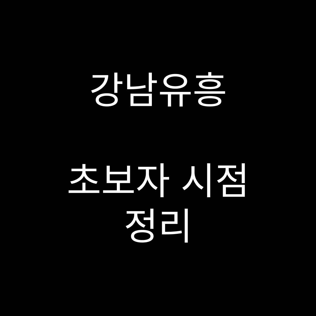 강남유흥 – 초보자 시점에서 보는 현실과 계급도 정리